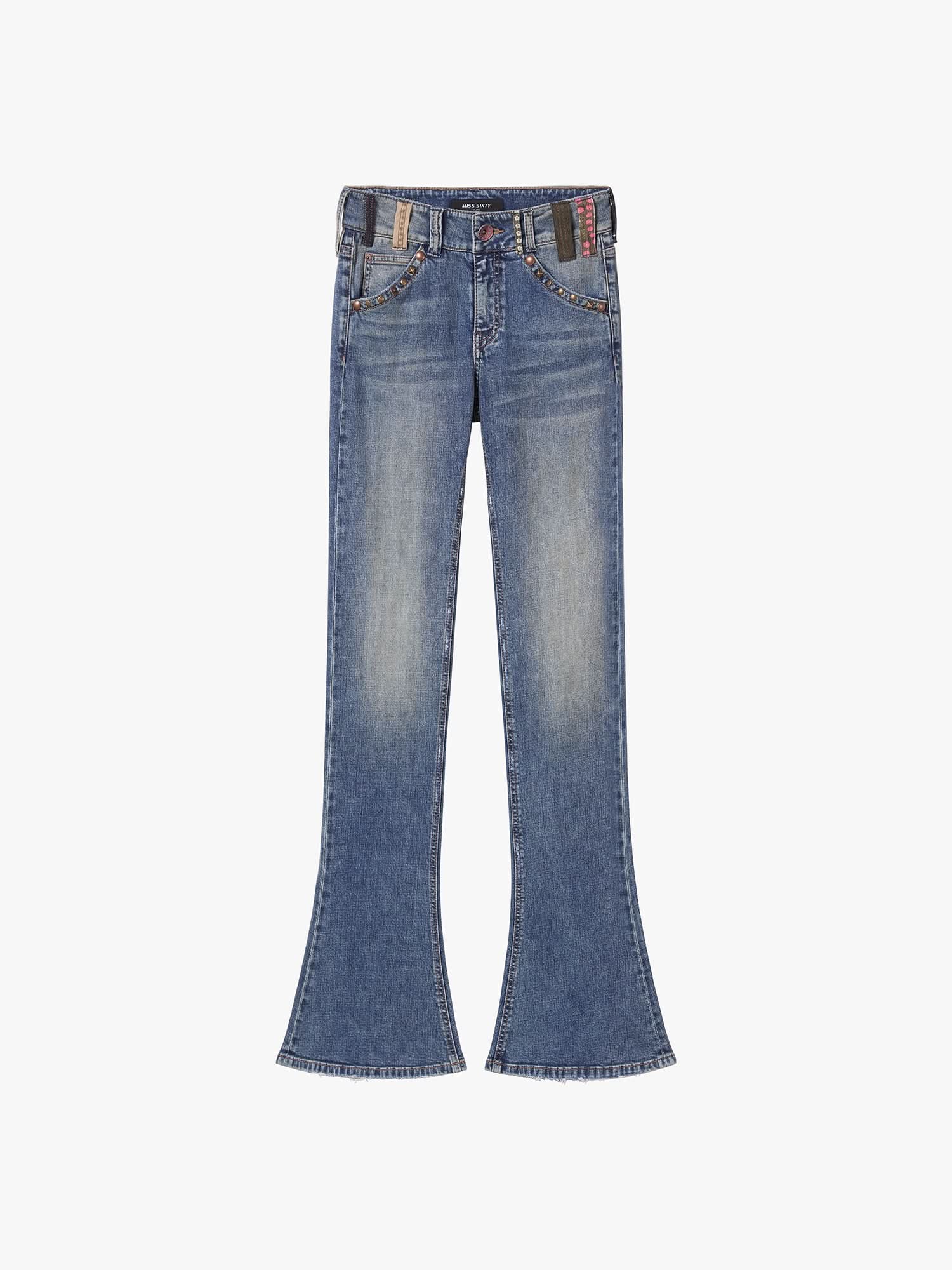 Belt Loop Flared Jeans