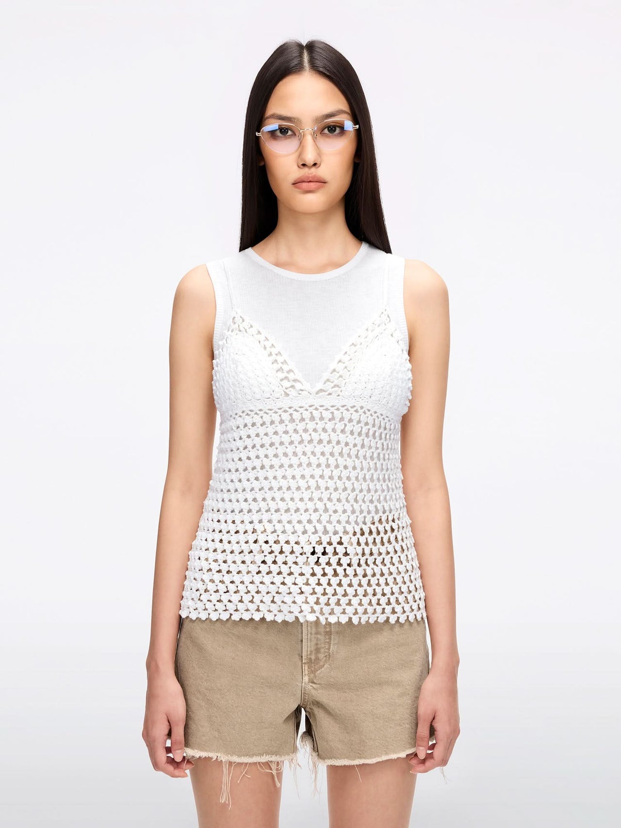Crochet Vest Two-Piece Set